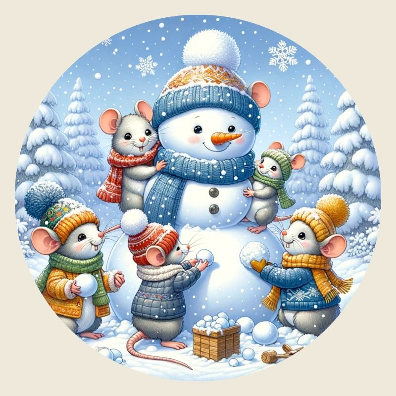Mice build snowman