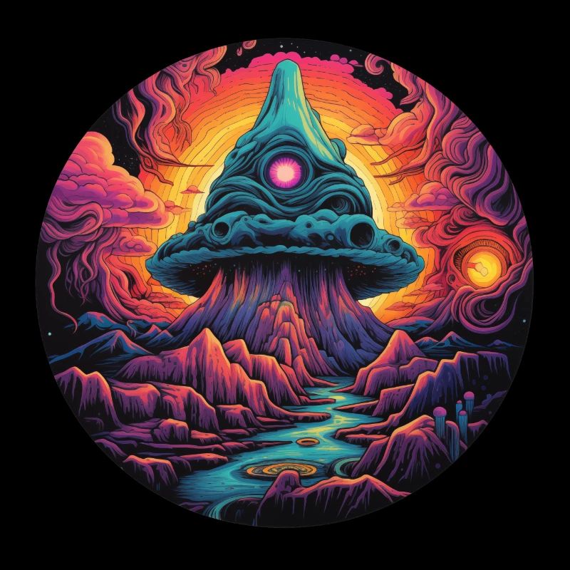 Psychedelischer Pilz im Kosmos