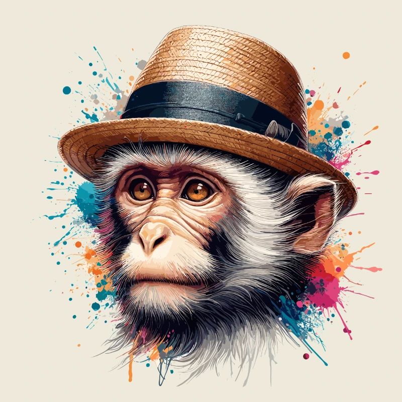 Cute Monkey with Hat: Adorable Animal