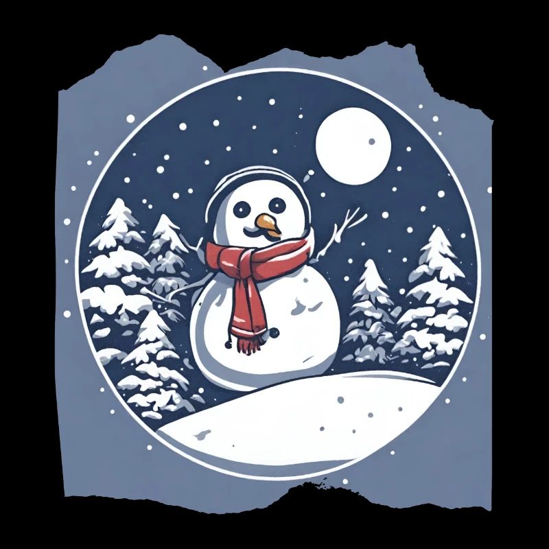 Frostiges Wunderland Schneemann Verschneite Winternacht Szene