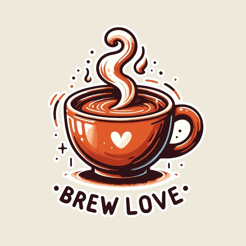 Brew Love - Kaffeetasse Illustration