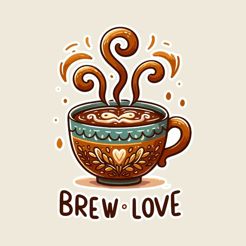 Brew Love - Kaffeetasse Illustration