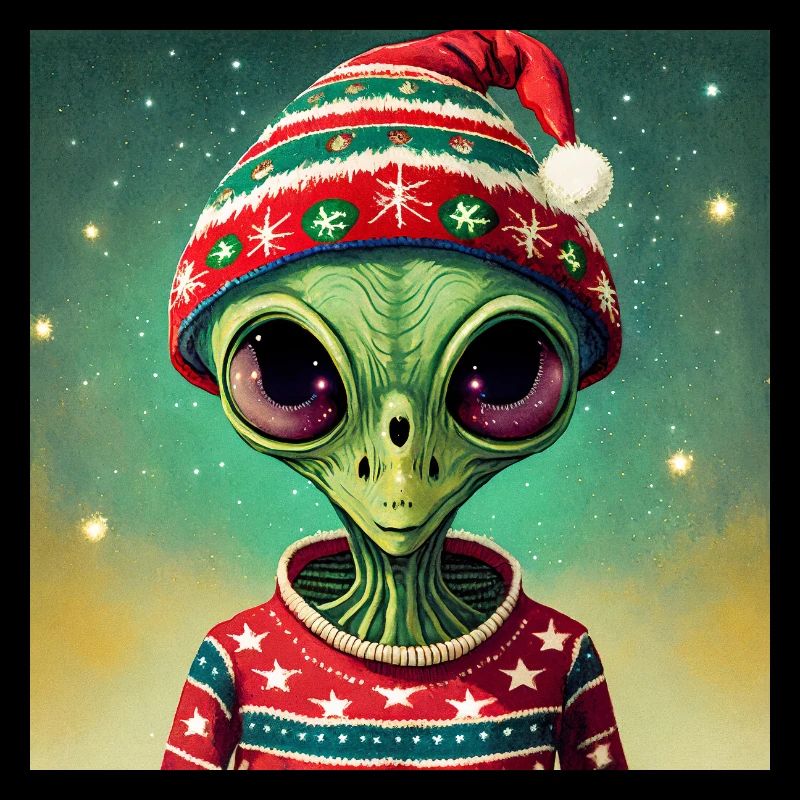 Alien trägt einen hässlichen Weihnachtspullover