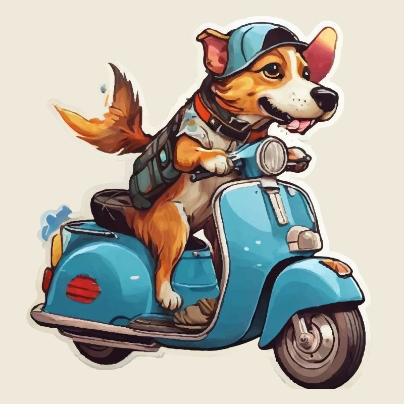 Hund auf einem Roller