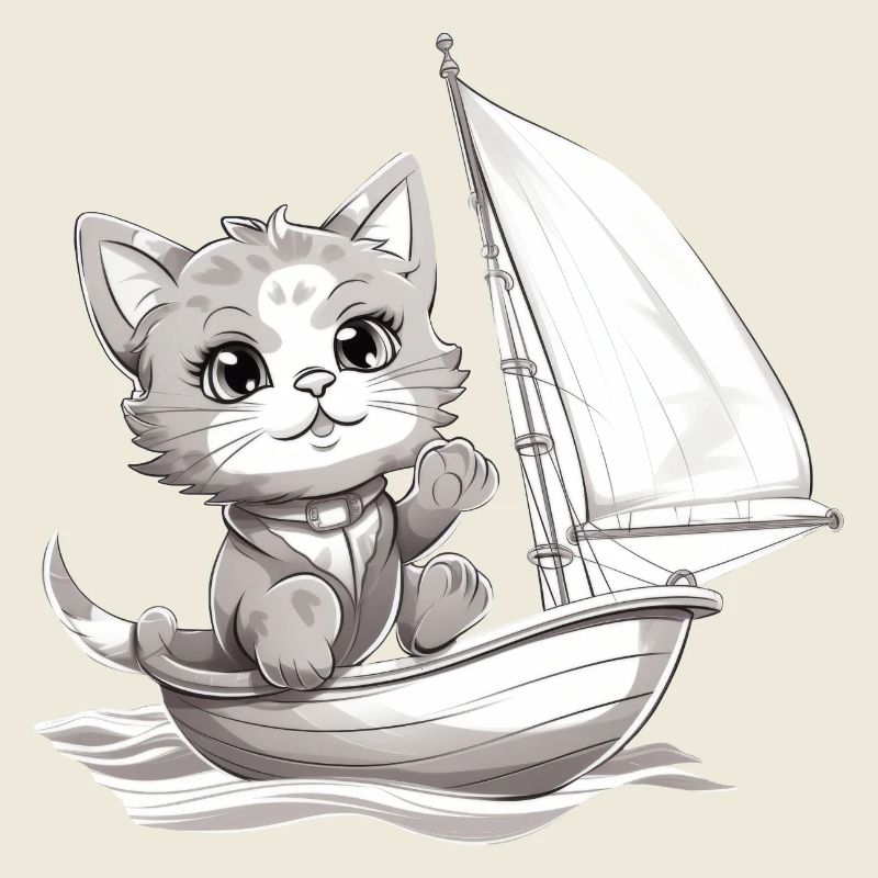Segelnde Katze auf Jolle