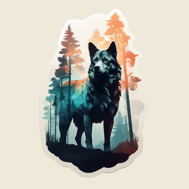 Nordischer Wolf voller Wald