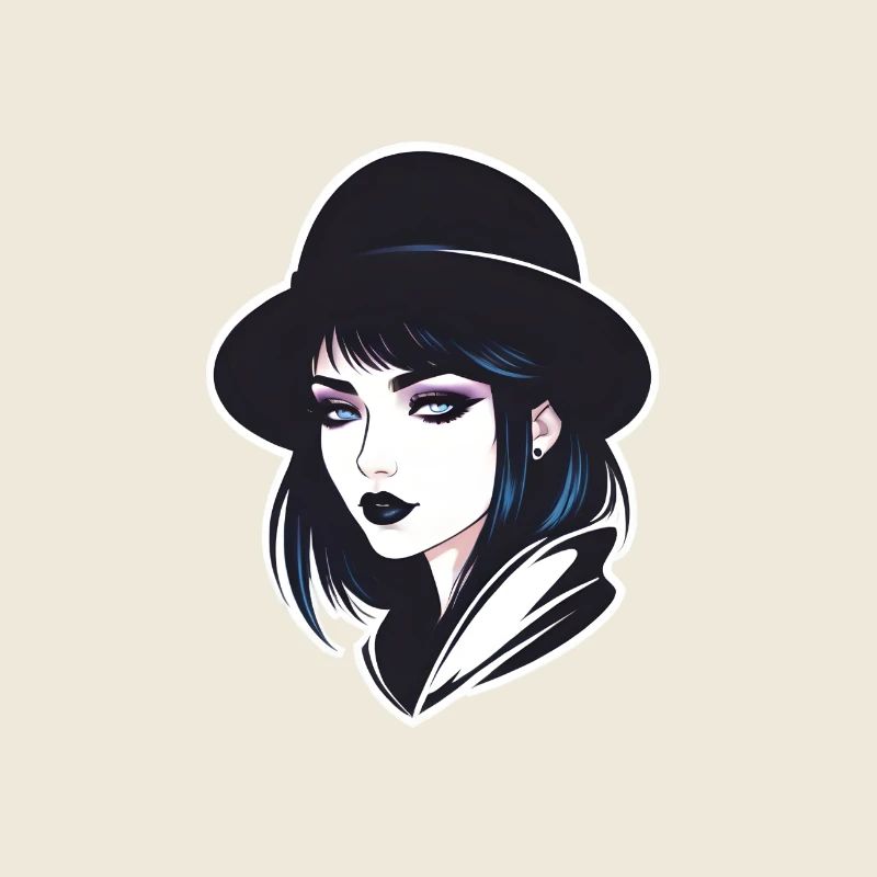 Fille gothique avec chapeau