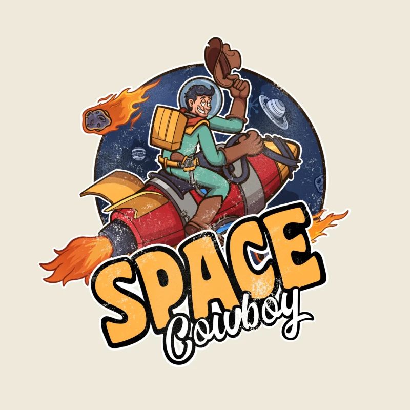 Astronaute Cowboy De L’espace Sur Fusée