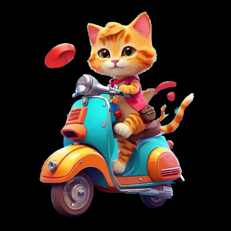 Cat Rides Scooter