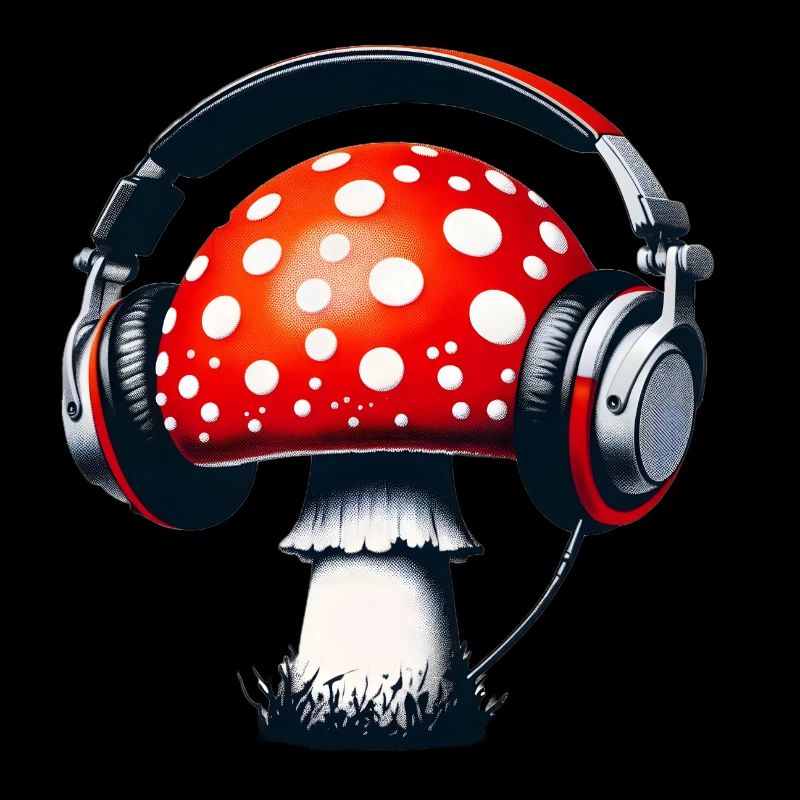 Fliegenpilz mit Kopfhörern