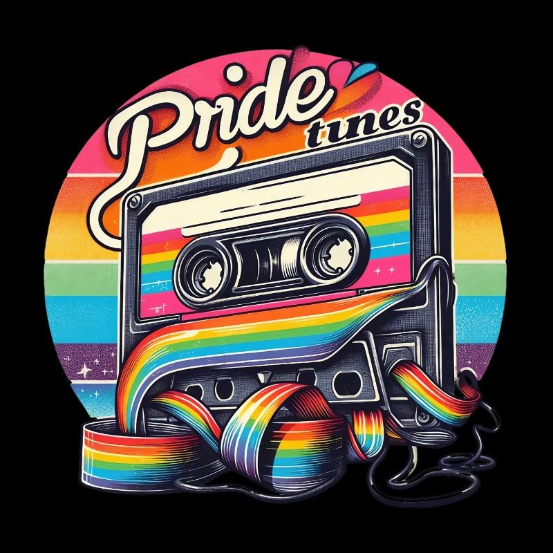 Pride Tunes Retro Rainbow Cassette Design
