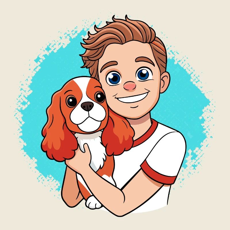 Cavalier King Charles Spaniel Cuddling with Human