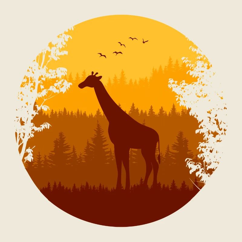 autumn forest and giraffe
