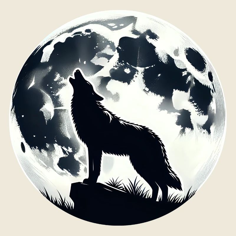 Wolf heult im Mondlicht