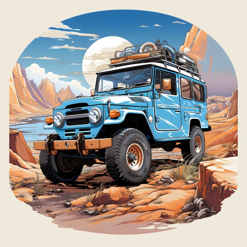 Oldtimer-Geländewagen in der Wüste