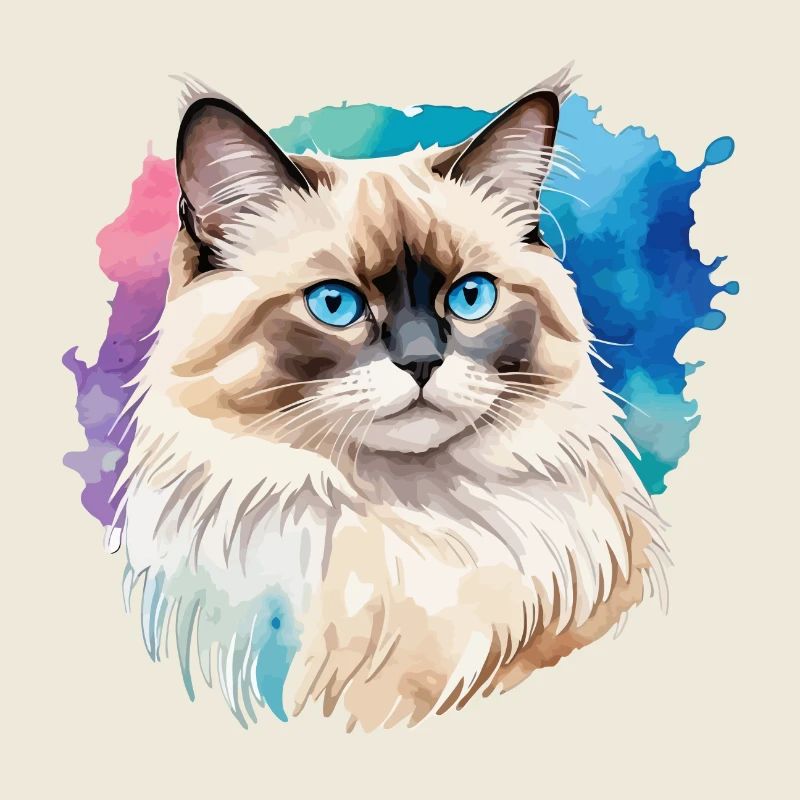 Aquarelles de chat de Birmanie