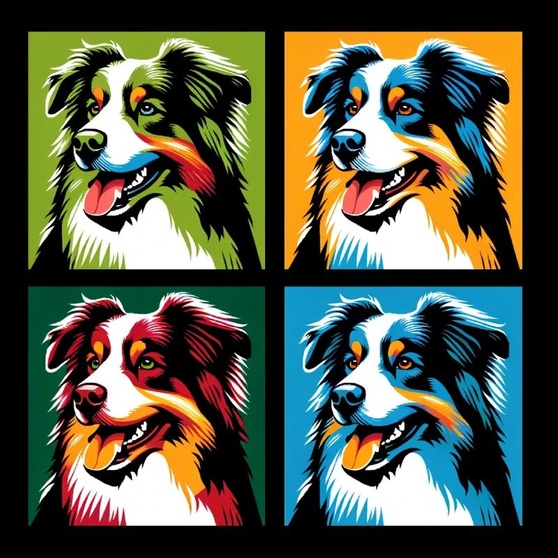 Pop Australian Shepherd Dog Portrait