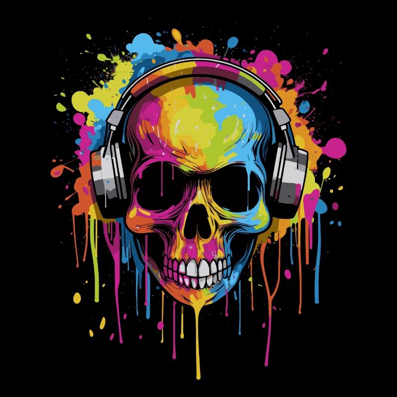 Zombie Schädel Disc Jockey