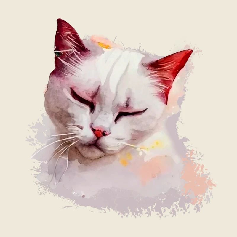 T-shirt mignon de nuit chat blanc