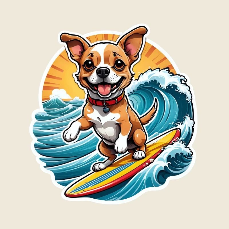 Fröhlicher Surfer-Hund