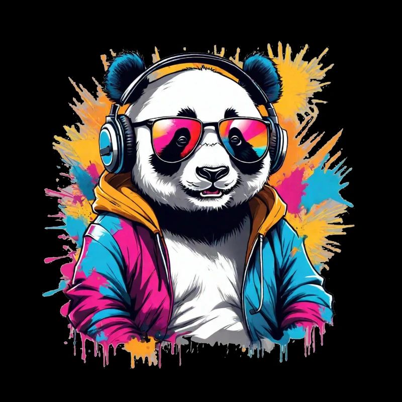 Cooler DJ Panda mit Sonnenbrille und Kopfhörer