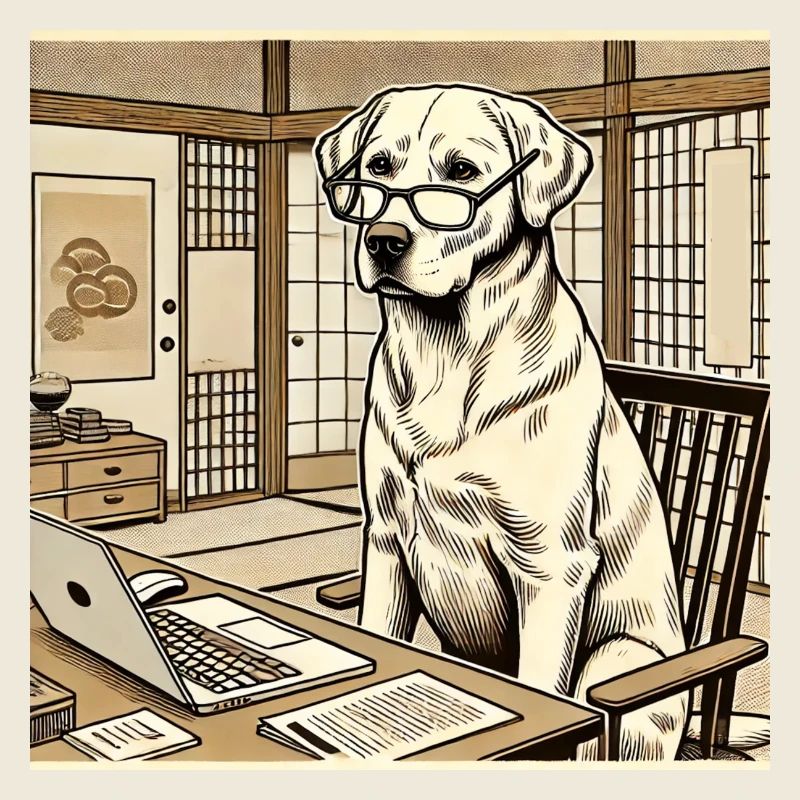 Japan Ukijo e Stil Schreibtisch Labrador