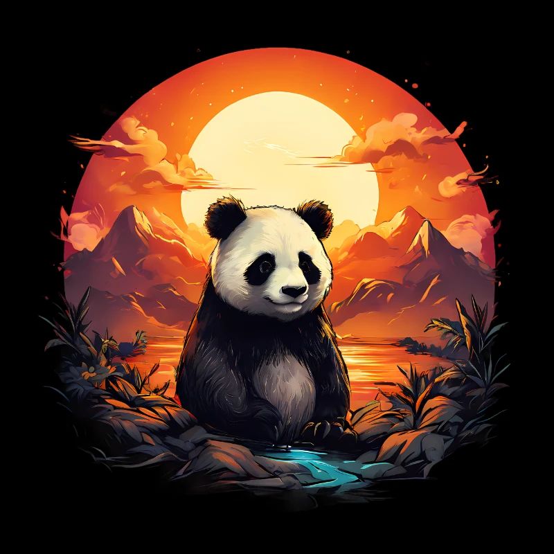 Vintage Panda Sunset