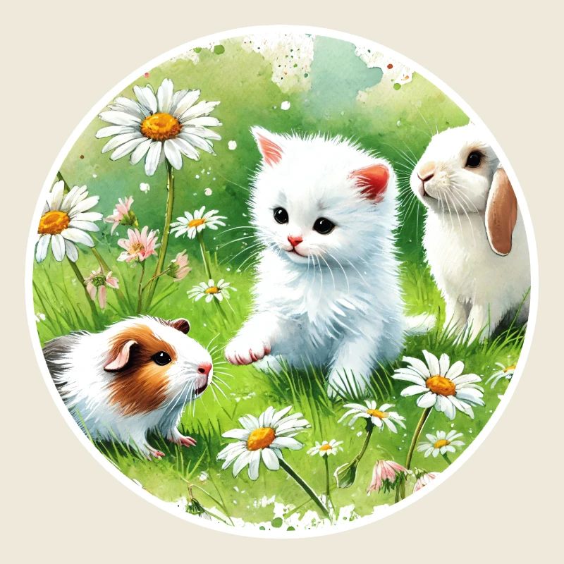 Cochons d’Inde, lapins et chatons