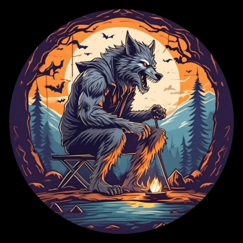 Gruselig Fête d’Halloween Kostüm Werwolf Camping