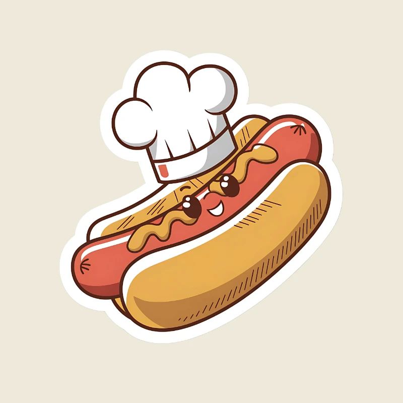 Cute kawaii hot dog