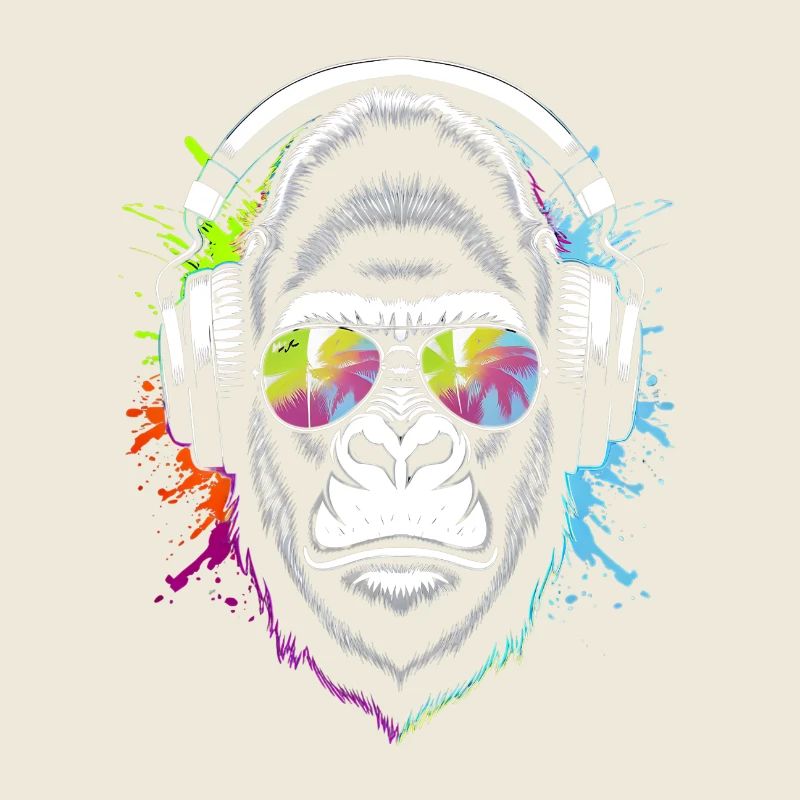 Affe mit DJ-Kopfhörern und Sonnenbrille