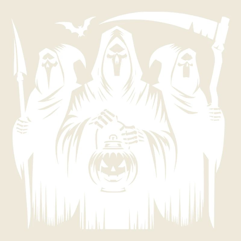 Scary Halloween Grim Reaper Group with Pumpkin