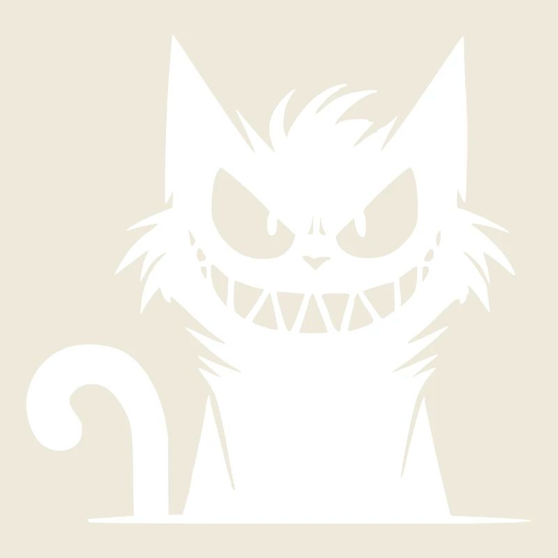 Grinning cat with an evil look in his eyes