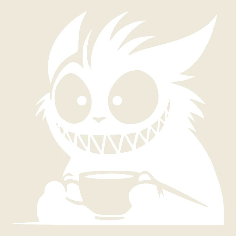Cat on coffee trip with cup and crazy look