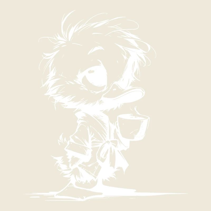 Bright sleepy duckling in bathrobe