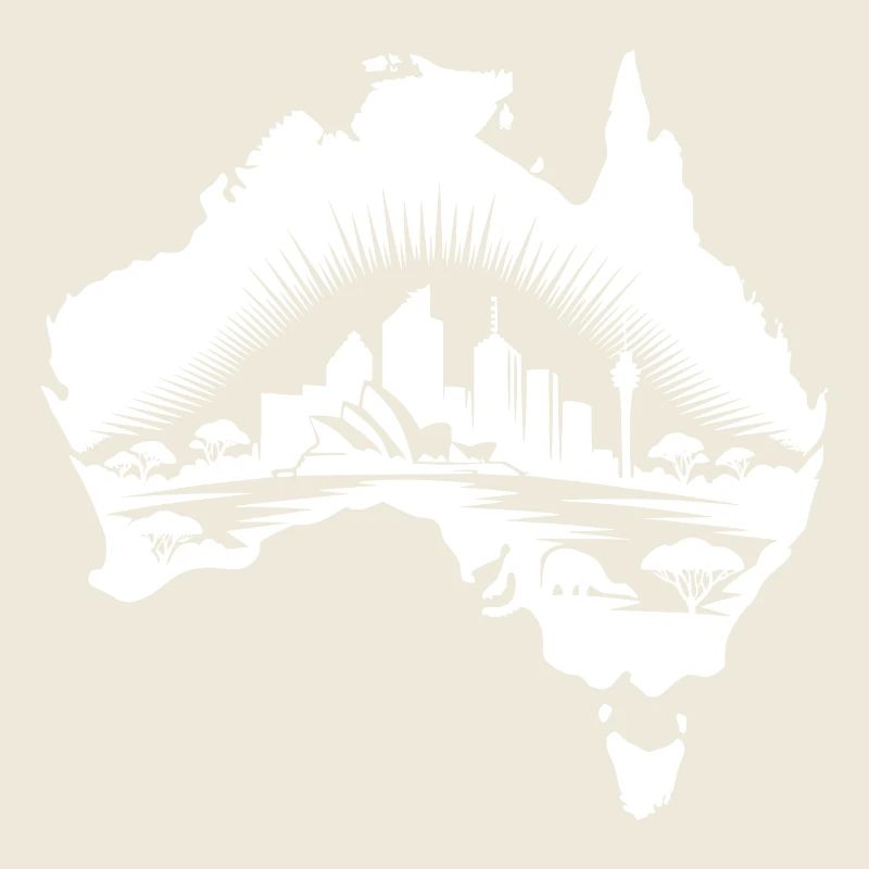 Australischer Kontinent Landschaft Tattoo Sytyle