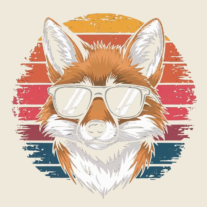 Fuchs mit Sonnenbrille vintage