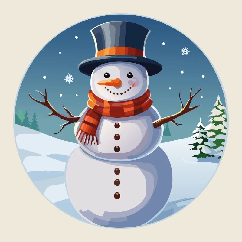 Snowman in winter landscape
