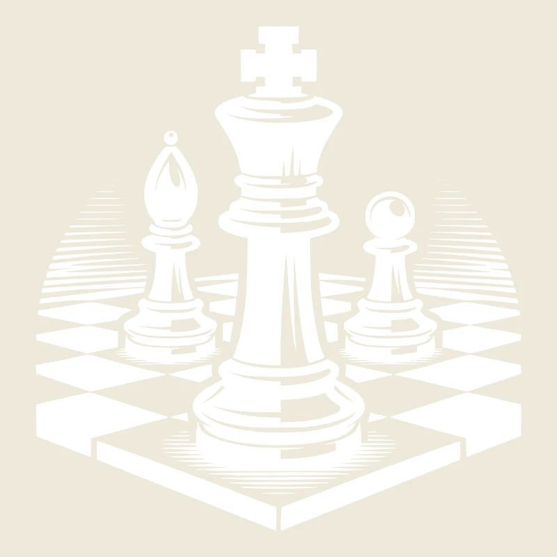 Chessboard with chess pieces king and bishop