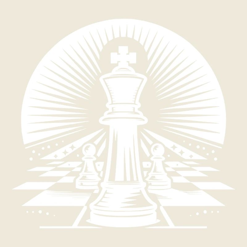 Chessboard with chess pieces king and pawns