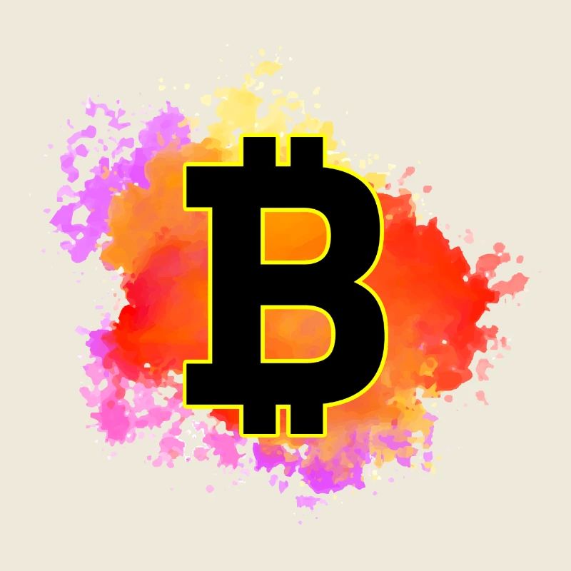 Buntes Bitcoin Design – Krypto Splash Art
