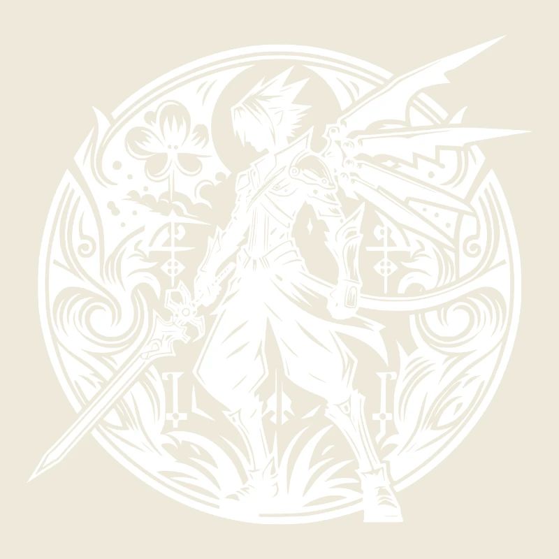 Fantasy warrior with sword and wings