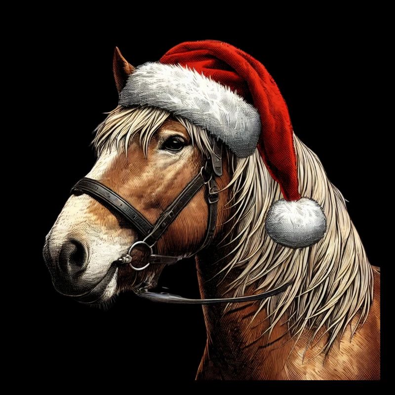 Cheval de Noël avec chapeau de Noël