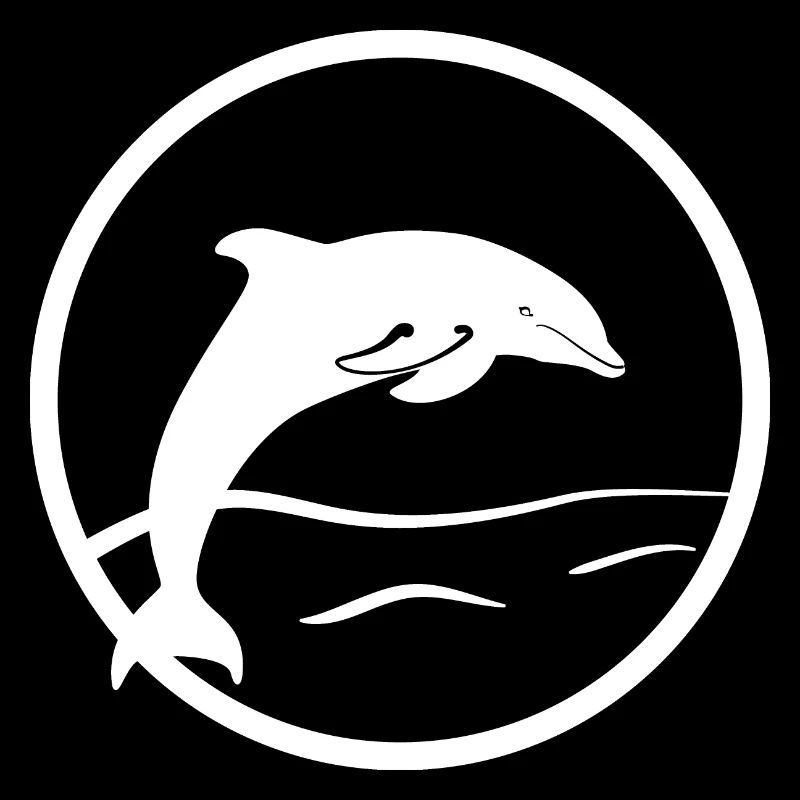 Dauphin comme un logo similaire à tampon / gravure sur bois