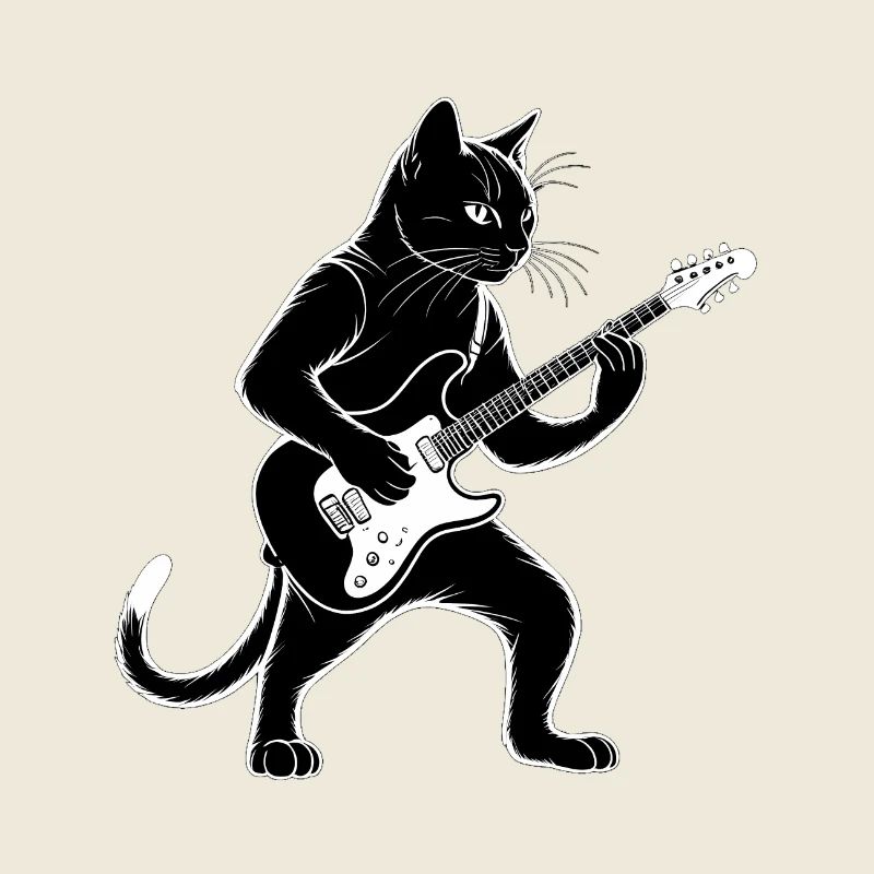 Rock Cat jouant de la guitare