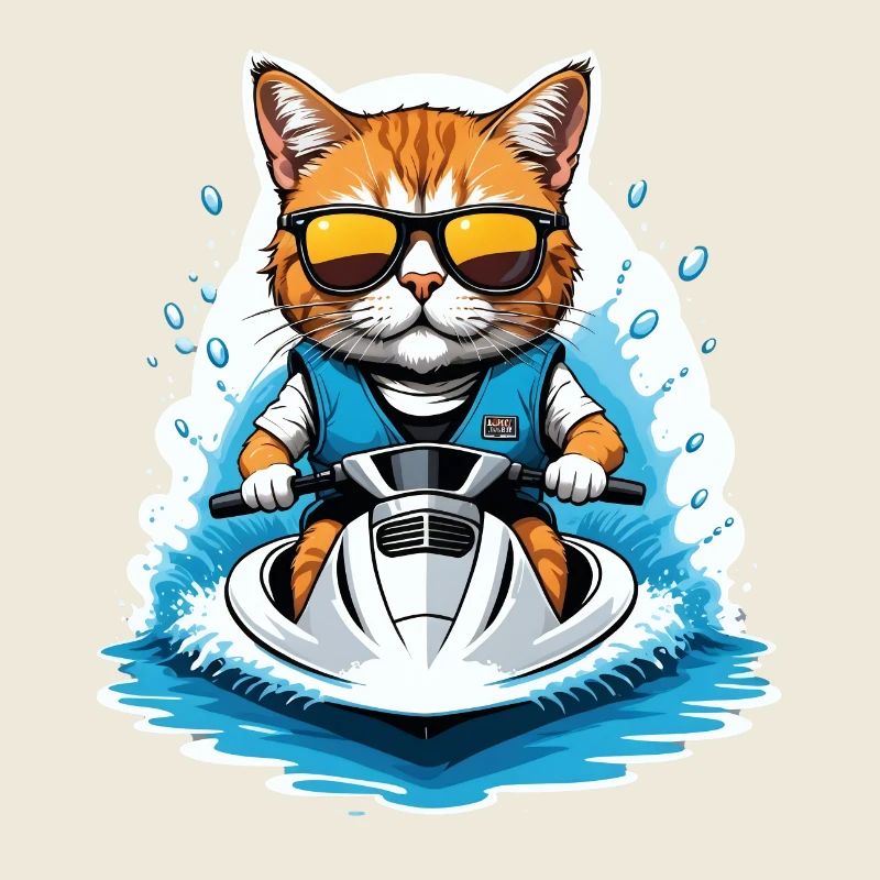 Cat Jet Ski Cat Funny Funny Gift