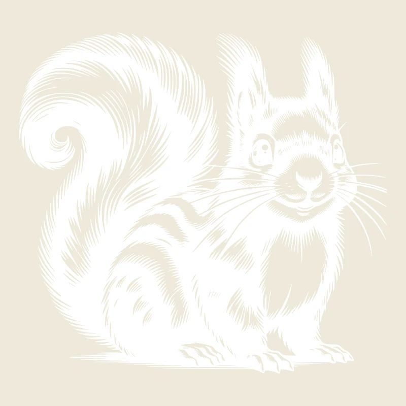 Putziges Kinder Eichhörnchen Tusche Zeichnung