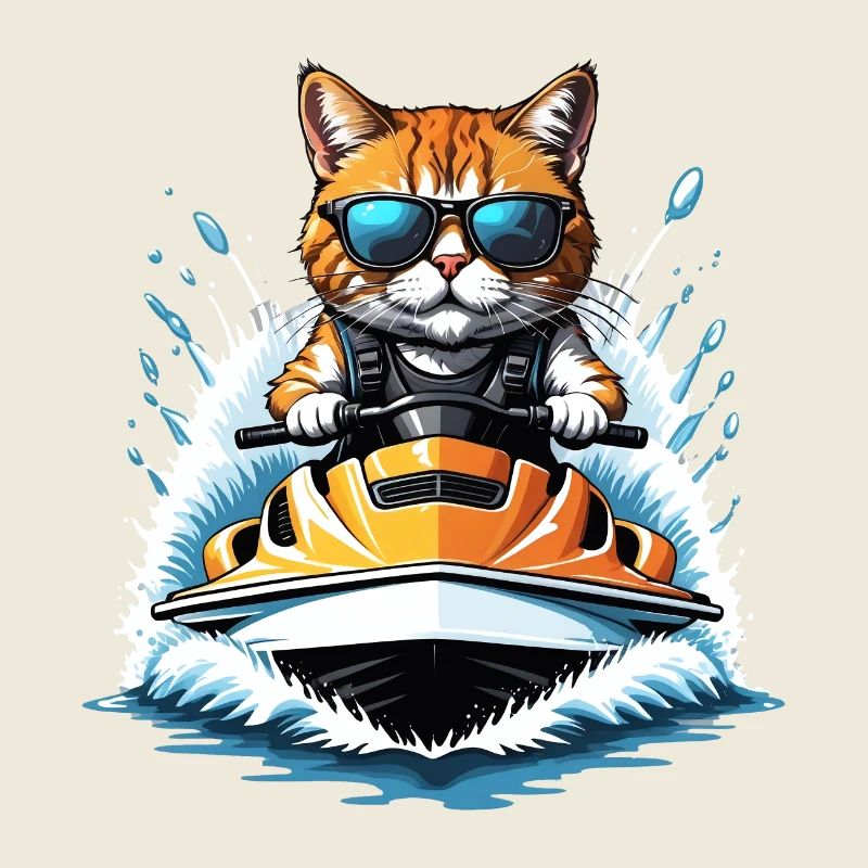 Cat Jet Ski Cat Funny Funny Gift