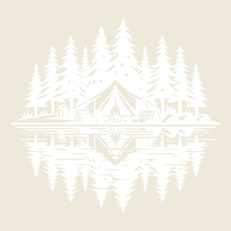 Feu de camp au bord du lac Camping en forêt