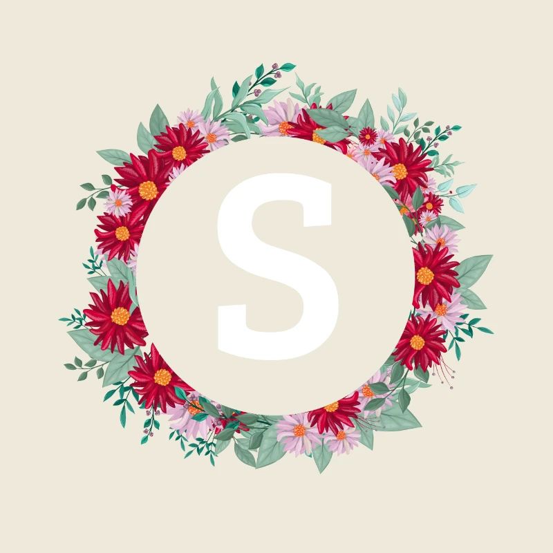 Lettre s couronne florale